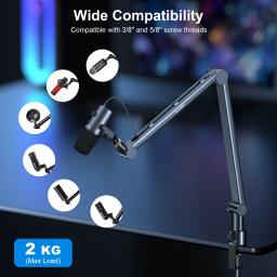 Sinelan microfone boom braço suporte com desktop profissional computador móvel jogo gravação ao vivo cantilever ajustável resistente lm01 - Image 4