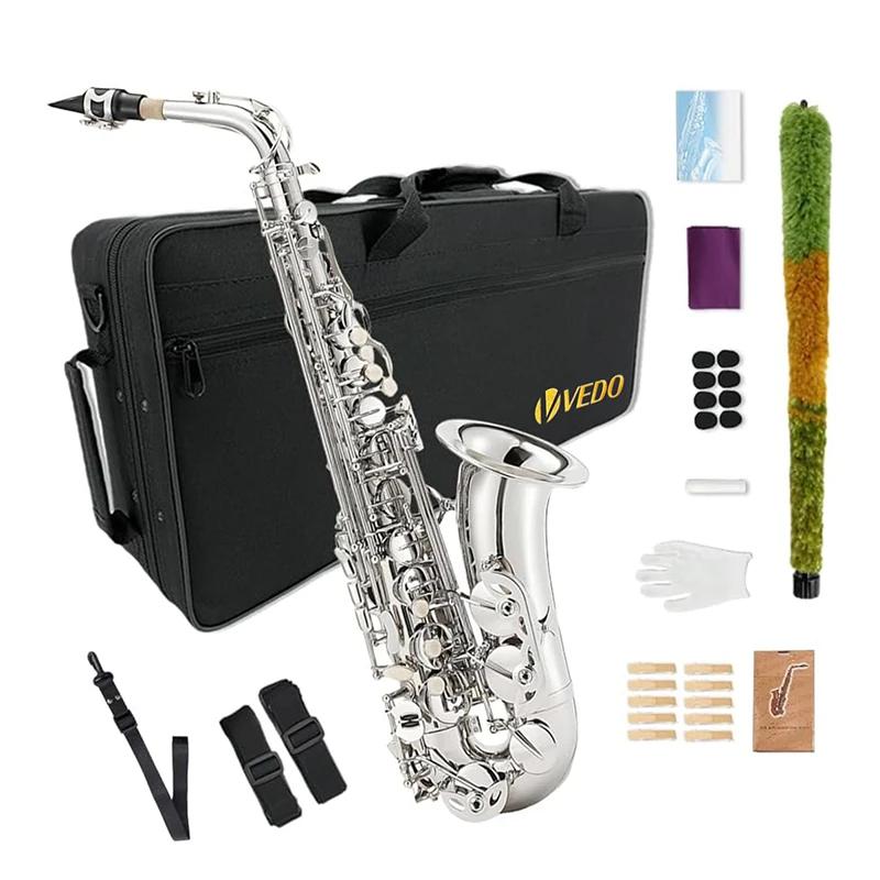 Saxofone Alto VEDO Bb, Saxofone para Iniciantes, Saxofone para Estudantes, Saxofone Alto, Saxofone para Iniciantes, Saxofone para Estudantes Prata - Image 1