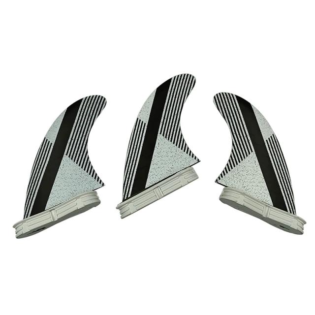 Acessórios de Surf UPSURF-FCS com Fins G5 em Fibra de Vidro - Conjunto de 3 Peças em Preto com Linha Branca para Kitesurf e Surfcasting