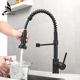 Single Lever Pull Down Spring Spout Mixer Tap, Torneiras de latão para pia de cozinha, guindaste de água quente e fria, 9009 - Image 2