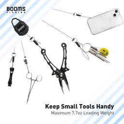 Booms pesca rg4 2 pçs ferramenta de pesca com mosca retractor travamento engrenagem tether resistente chaveiro dadge cabo retrátil accessorie - Image 5