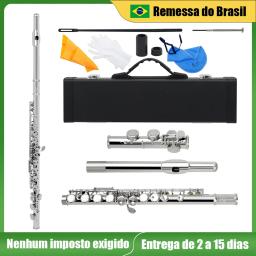 SLADE-C Tone Cupronickel Flauta, Furo Fechado Flauta, Instrumento de Sopros com E Key Case e Luvas, Flauta Peças e Acessórios, 16 - Image 2