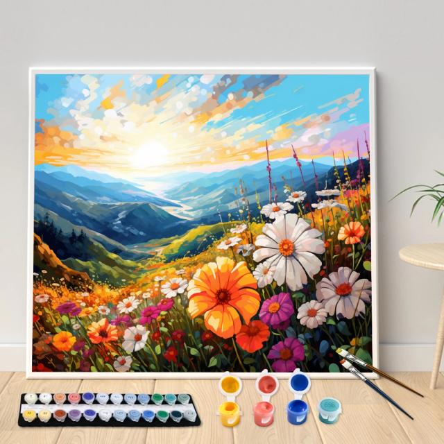 Kit de Pintura Acrílica Digital com Flores Silvestres DIY e Canvas Pintadas à Mão para Décor e Presentes Personalizados
