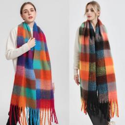 Lenço de malha xadrez para homens e mulheres, xale de caxemira, Lady Wrap, Tassel Scarves, Pashmina, grosso, quente, inverno, novo - Image 1