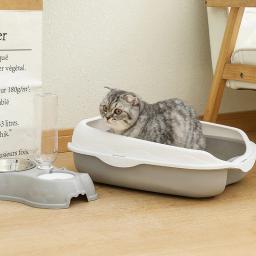 Caixa de areia semi-fechada à prova de respingos, vaso sanitário para gatos grandes, suprimentos de limpeza para cocô de gato grande, tigela para animais de estimação - Image 2