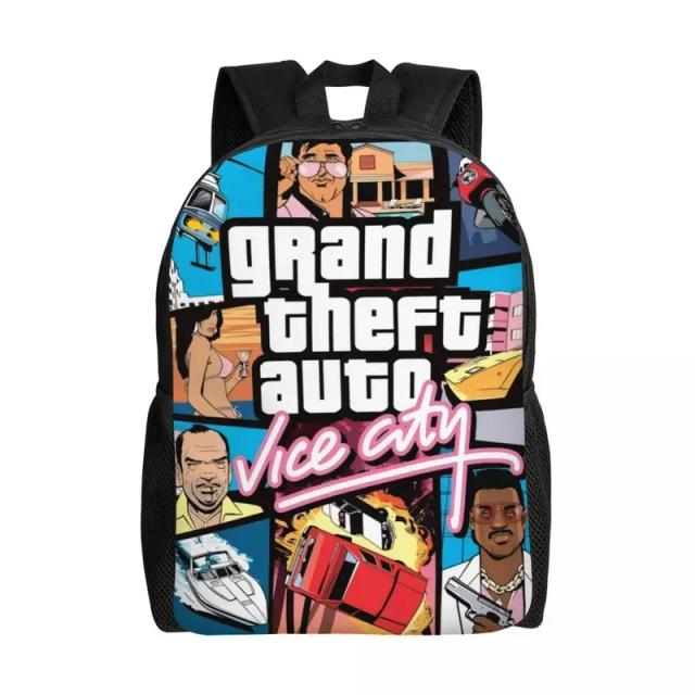 Mochila Impermeável com Colagem Automática para Estudantes e Aventureiros - Estilo GTA e Design Exclusivo