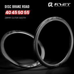 Ryet 700c aro de estrada de carbono 40/45/50/55mm profundidade 28mm clincher sem câmara pronto 24/24h freio a disco bicicleta rimset ciclismo peças - Image 1