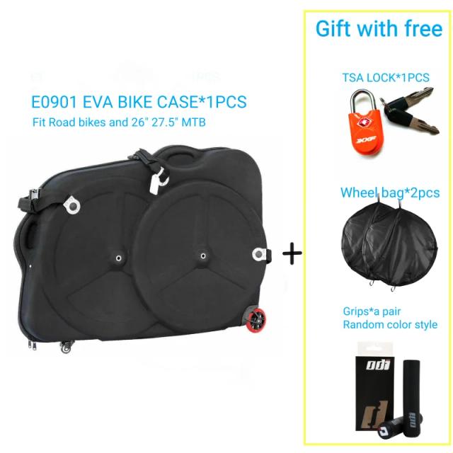 Caixa de Transporte à Prova d'Água para Bicicletas EVA, Ideal para Viagens com MTB e Road Bike, Compatível comModelos 26, 27.5 e 700C, Acessórios Inclusos