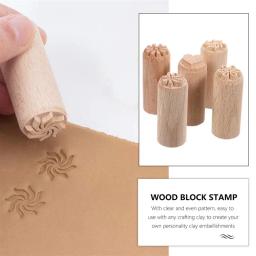 5pcs/7pcs Mão Esculpida Ferramentas De Cerâmica De Madeira Selos De Madeira Natural Para DIY Clay Pottery Printing Blocks Clay Tool - Image 5