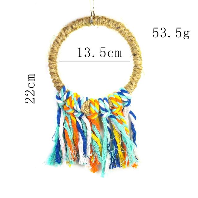 Poleiro para Papagaio com Anel de Sisal, Brinquedo para Pássaros, Decoração Pendurada para Jardim e Acessórios de Algodão para Swing