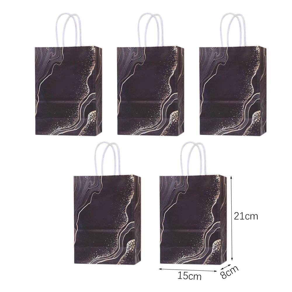Saco De Presente De Papel Com Design De Mármore, Bolsa Para Aniversário, Presente De Casamento, Decoração De Festa, Suprimentos De Embalagem, Artesanato De DIY, 5Pcs - Image 1