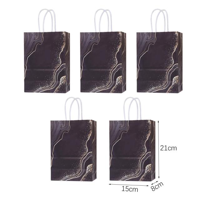 Saco de Presente de Papel com Design de Mármore - Conjunto com 5 Bolsas para Aniversários, Casamentos e Decorações de Festa