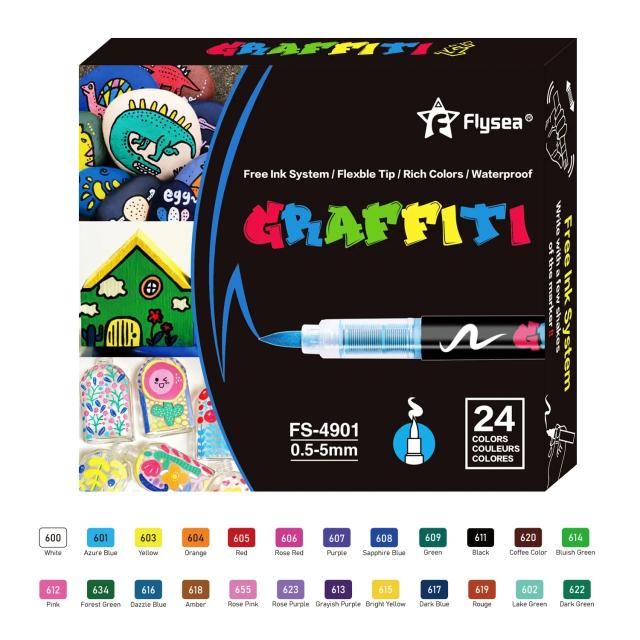 Conjunto de Canetas Marcadoras Acrílicas com Ponta de Pincel - 12, 24 ou 36 Cores para Pintura DIY, Caligrafia e Doodle