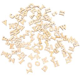 100 pçs fatia de madeira letras alfabeto artesanato cortar decoração de parede natural natal pequenas crianças brinquedo amadeirado material decoração - Image 2