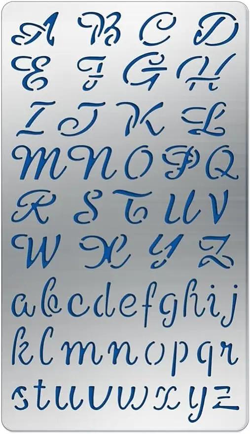 Stencil de Aço Inoxidável para Queima de Madeira - Alfabeto e Números em Metal, 7x4 Inch