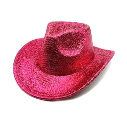 Aba larga Glitter Fedora Chapéus, Performance, Festival, Tarde, Vaqueira, Festa à fantasia, Ocidental Chapéu de vaqueiro - Image 2