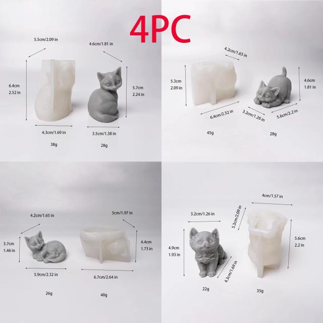 Molde de Silicone para Vela de Gato 4 Peças - Artesanato Criativo