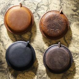 Mini fita métrica de rolo de couro genuíno, Ferramentas de costura portáteis artesanais, Régua Vintage retrátil, Mulheres Ferramenta - Image 1