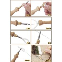 Ferramenta de agulha de perfuração de madeira ajustável kit de bordado diy experiência felting threader agulhas artesanato ferramentas de costura para arte diy - Image 2