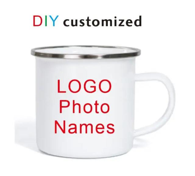 Caneca de Aço Personalizada com Logotipo e Foto - 350ml em Prata, Preto e Azul, Ideal para Sublimação