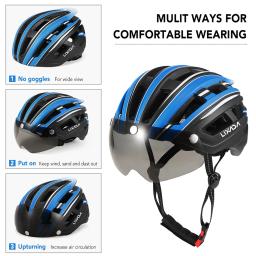 Capacete de motociclismo com luz traseira, viseira magnética destacável, protetor UV para homens e mulheres, capacete de mountain bike, capacetes MTB - Image 6