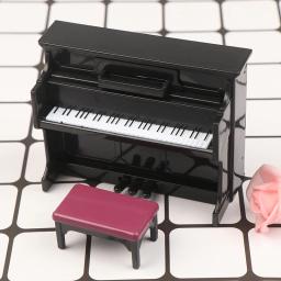 Piano requintado branco com fezes, modelo em miniatura Dollhouse, instrumento musical, brinquedos, 1:12 - Image 5