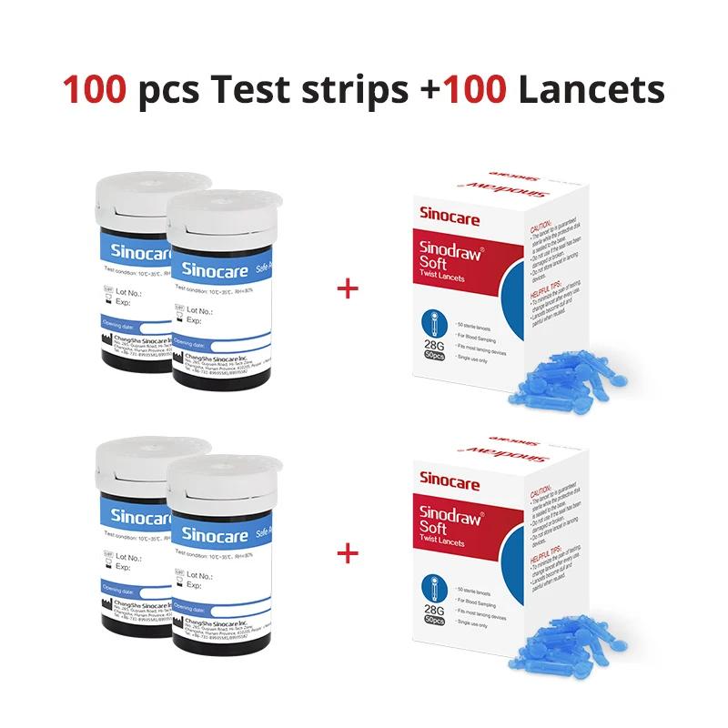 Sinocare Safe-Accu Medidor de Glicose no Sangue, Kit Glucometer, Tester Diabetes, Monitor de Açúcar Médico, 50 ou 100 tiras - Image 1