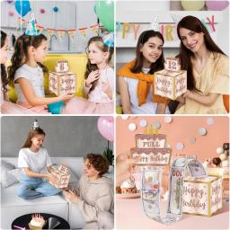 Caixa de Presente com Adesivos DIY, Adequado Para Qualquer Idade, Rosa, Rosa, Ouro, Surpresa Birthday Party, Caixa De Presente Em Dinheiro, Decoração - Image 2