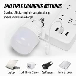 Super brilhante led luz de acampamento recarregável lanterna led ao ar livre lanterna portátil com gancho portátil e 3 modos iluminação - Image 5