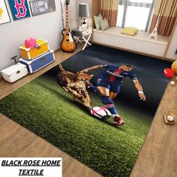 Tapete antiderrapante para quarto, impressão 3D HD, Messi, Ronaldo, mbappé, Neymar, sala de estar Home Luxury, corredor, arte da moda - Image 5