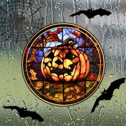 Halloween Colorido Horror Castle Cat Static Glass Stickers, Vitral Adesivos, Sem Cola, Filme Decorativo, Decoração para Festa, 2024 - Image 1