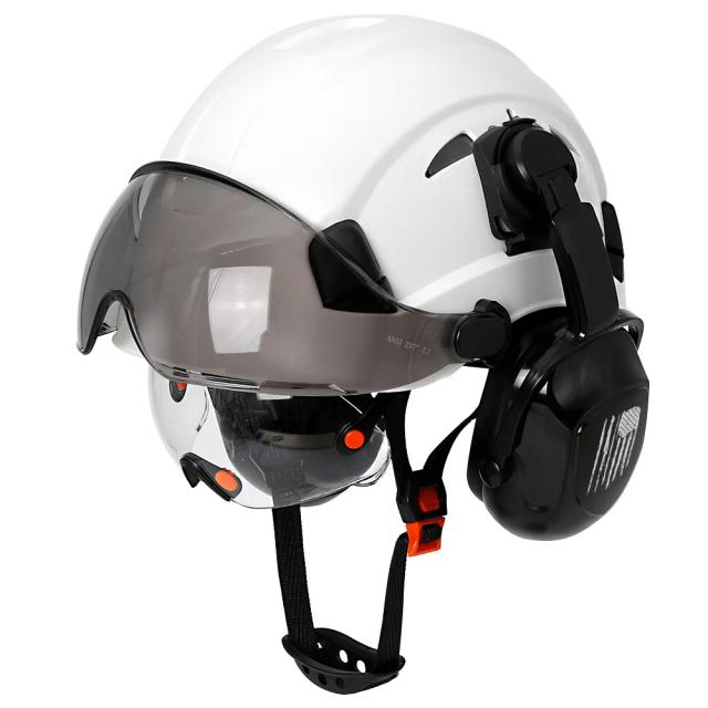 Capacete de Segurança para Engenheiro com Viseira Integrada e Protetores de Orelha - Proteção Total
