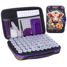 Homfun caixa de armazenamento de pintura diamante, bolsa organizadora portátil de 60 espaços com ferramentas diy, caixa de contas de artesanato de arte, vários padrões - Image 2
