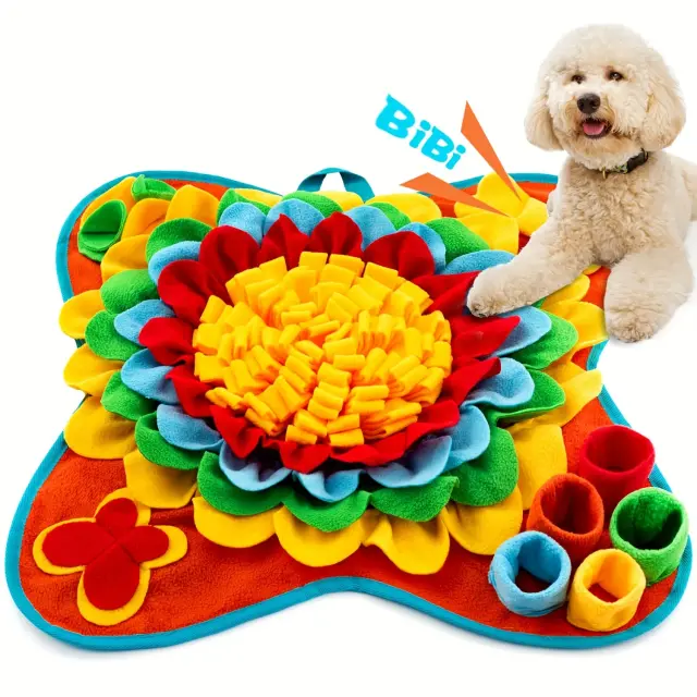 Tapete Snuffle em Forma de Flor para Cães, Alimentação Lenta e Brinquedo Interativo para Pequenos Porte, Ideal para Treinamento e Enriquecimento Mental