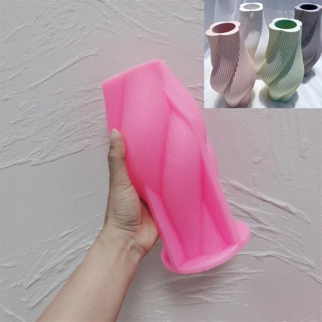 Molde Geométrico Listrado para Vasos de Silicone: Artesanato DIY com Gesso, Concreto e Resina Epóxi