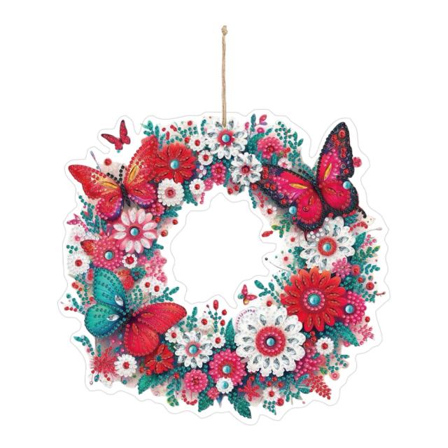 Guirlanda de PVC Dupla Face em Forma de Flor - Ornamentação Elegante para Decoração de Interiores com Arte em Pintura Diamante