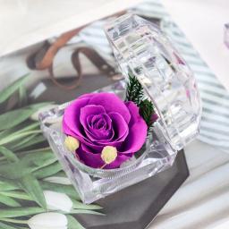 Imortal Preservado Rose Flower Decorações, Real Crystal Box, Casamento, Valentim, Aniversário, Aniversário, Presentes Criativos - Image 3