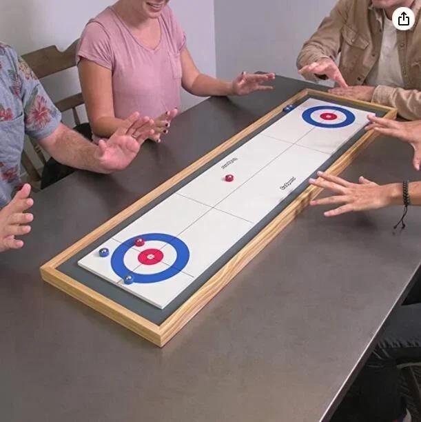 Jogo de tabuleiro clássico 2 em 1 Shuffleboard e Curling - Image 1