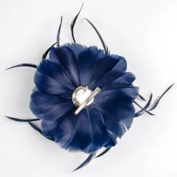 Grampo de cabelo feminino com flor de pena azul escuro, broche floral de noiva para casamento, chá, festa, fotografia, performance, headpiece - Image 6