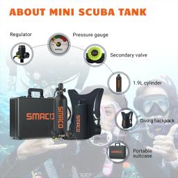 SMACO 2L Mini Tanque de Mergulho Oxigênio Respiração Subaquática Mini Tanque de Mergulho Cilindro de Mergulho Entretenimento Subaquático/Trabalho - Image 4