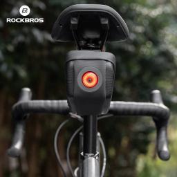 Rockbros 5 padrões selim de bicicleta resistente a riscos alto brilho saco de sela à prova dwaterproof água com luz traseira saco de casca dura - Image 5
