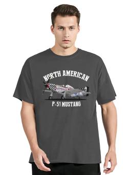 T-shirt Mustang Fighter masculino, Tops de algodão, Camisetas grandes, Roupas norte-americanas, P-51, Verão, Novo - Image 2
