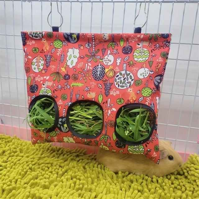 Alimentador de Feno para Cobaias e Coelhos com 3 Furos - Dispensador de Comida para Pequenos Animais e Acessórios para Gaiola