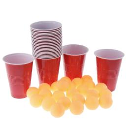 Jogo de cerveja Pong, 24 Copos Vermelhos, Bolas de Pong Amarelo para Natal, Feriado ou Festa Universitária - Image 1