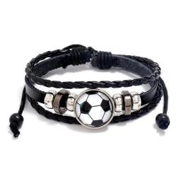 Personalizado frisado futebol fãs pulseira, couro personalizado jóias, moda europeia e americana - Image 1