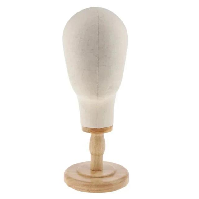 Modelo de Cabeça de Manequim em Linho com Chapéu e Peruca para Artesanato DIY - Acessórios e Base de Madeira Sólida