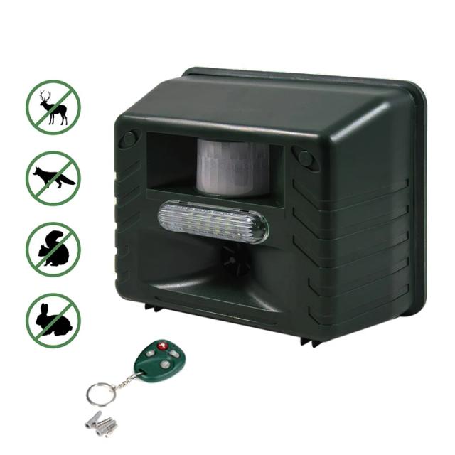 Dispositivo Ultrassônico de Repelente para Animais com Luz LED e Controle Remoto para Roedores, Veados, Gatos, Cães e Raposas