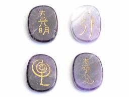4 Peças Chakra Natural Quartzo Rosa Lapis Lazuli Aventurina Gravado Cristal Reiki Cura Equilíbrio Usui Símbolos - Image 4