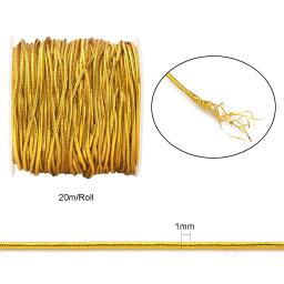 Cabo Elástico para Fazer Jóias, Corda de Borracha, Elástico, Dourado e Cor Prata, DIY Beading, Aprox 20m/rolo, 1mm - Image 2