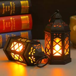 Retro lâmpada de mesa atmosfera decoração presente criativo hexagonal vento lâmpada vela led vento portátil pequeno cavalo lâmpada - Image 4